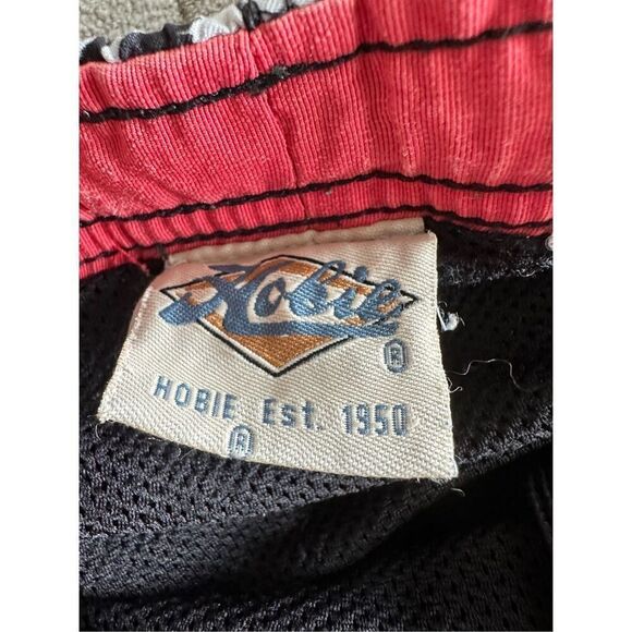 Hobie‎ Vintage Hawaiian Flower Swim Trunks Mens L Black Cargo Pocket - Picture 6 of 10